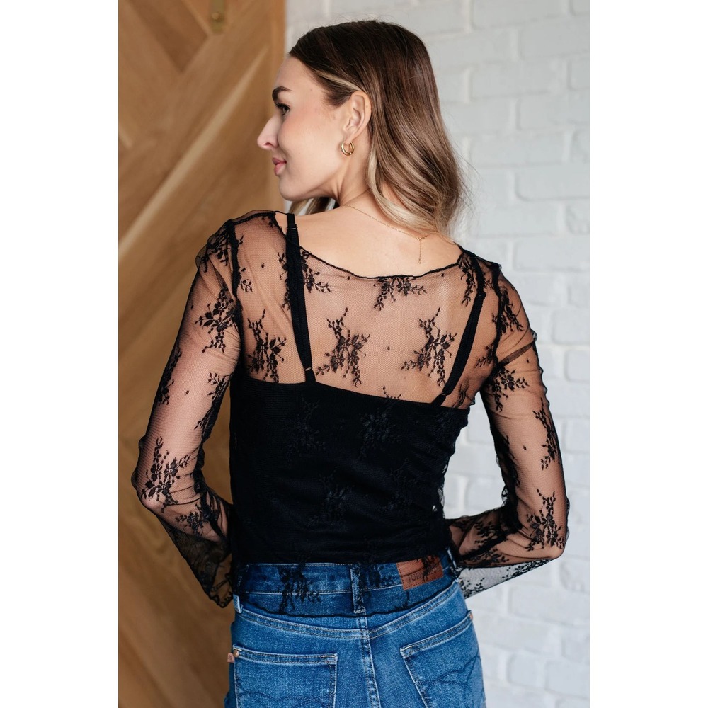 Abercrombie & Fitch Black Floral Lace Sheer Long Sleeve Women Top NEW size XS